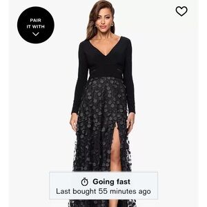 Xscape Black Long Sleeve Gown